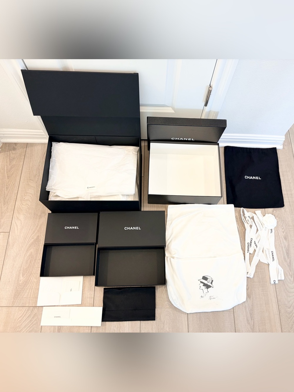 Auth CHANEL 6 PIECES Bundle 4 Boxes + 2 Dust Bags & Accessories - Picture 2 of 16